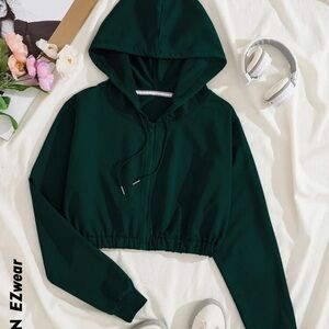 Green Crop hoodie sweater.